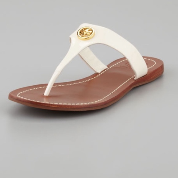 Tory Burch Shoes - Like new Tory Burch Size 9 Cameron White/Gold Thong flats